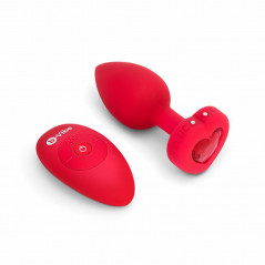 Plug analny wibrujący - B-Vibe Vibrating Heart Plug M/L Red