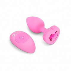 Plug analny wibrujący - B-Vibe Vibrating Heart Plug S/M Pink