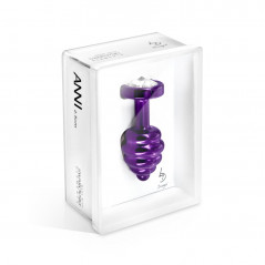 Plug analny zdobiony - Diogol Ano Butt Plug Ribbed Purple 35 mm