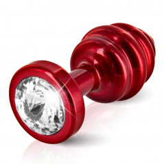 Plug analny zdobiony - Diogol Ano Butt Plug Ribbed Red 35 mm