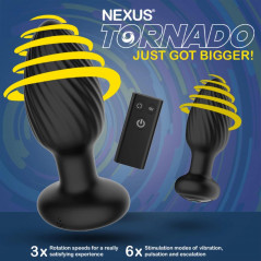 Nexus - Wibrująco-Obrotowy Korek Analny Tornado + Pilot Czarny