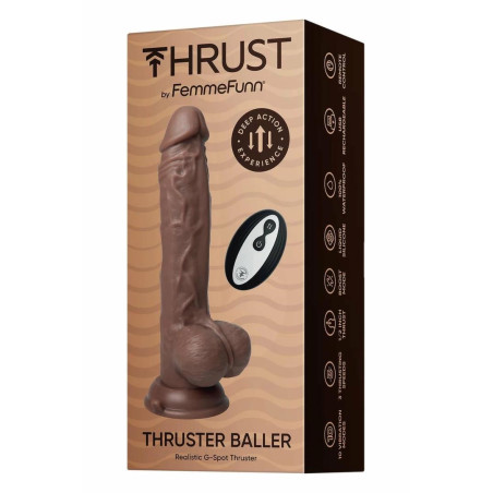 FemmeFunn Thruster Baller Brown - maszyna intymna, silikon, 22,3 cm