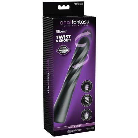 AFE Twist Ecstacy Black - obrotowy masażer spiralny, silikon, 24,1 cm