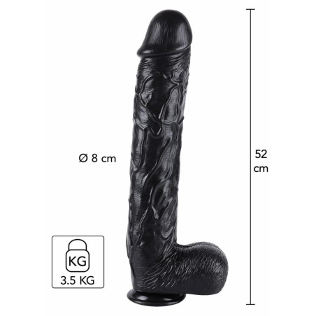 HIDDEN DESIRE Extreme Dong 52 cm czarny - model XXL, szeroka podstawa