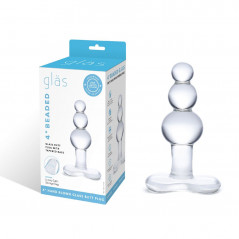 Szklany plug analny - Glas Beaded Glass Butt Plug With Tapered Base