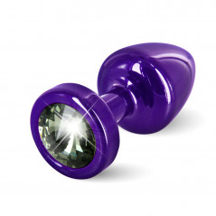 Plug analny zdobiony - Diogol Anni Butt Plug Round Purple & Black 25 mm