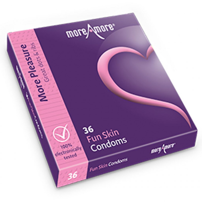 Prezerwatywy z prążkami i wypustkami - MoreAmore Condom Fun Skin 36 szt