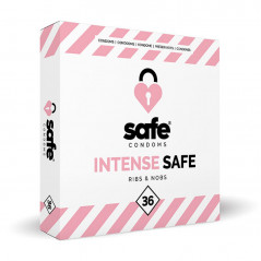 Prezerwatywy z wypustkami i prążkami - Safe Intense Safe Condoms 36 szt