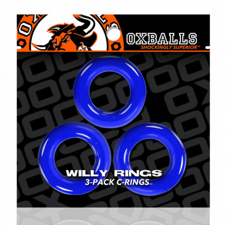 Trzypak pierścieni - Oxballs Willy Rings 3-pack Cockrings Police Blue