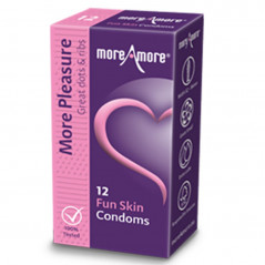 Prezerwatywy z prążkami i wypustkami - MoreAmore Condom Fun Skin 12 szt