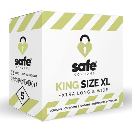 Prezerwatywy - Safe King Size XL Extra Long & Wide Condoms 5 szt