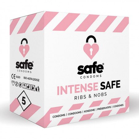 Prezerwatywy z wypustkami i prążkami - Safe Intense Safe Ribs & Nobs Condoms 5 szt