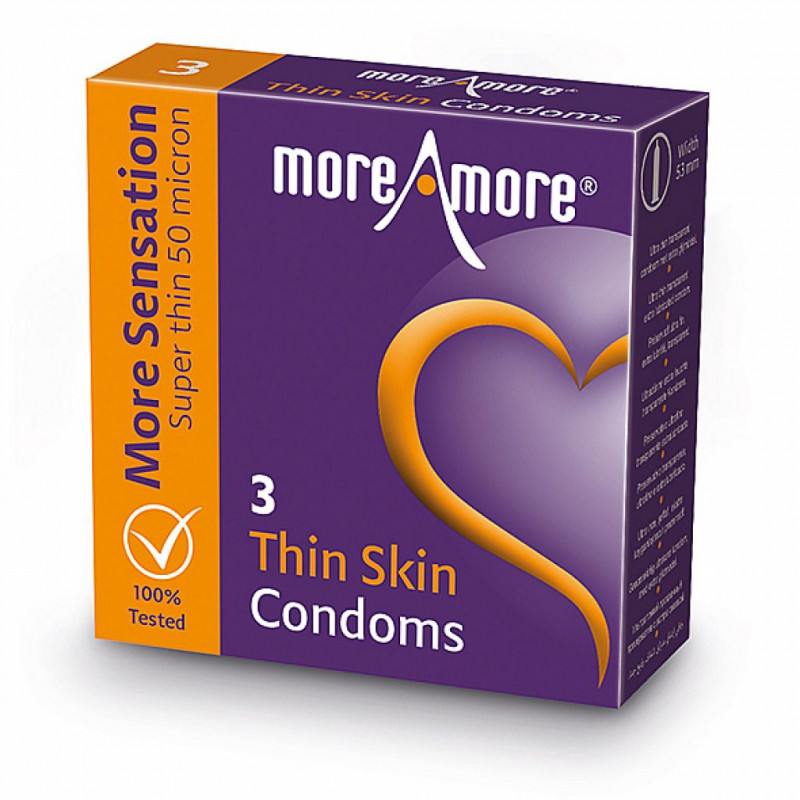 Prezerwatywy cienkie - MoreAmore Condom Thin Skin 3 szt