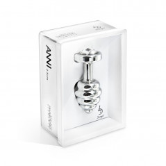 Plug analny - Diogol Ano Butt Plug Ribbed Silver Plated 30 mm