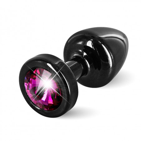 Plug analny zdobiony - Diogol Anni Butt Plug Round Black & Pink 25 mm