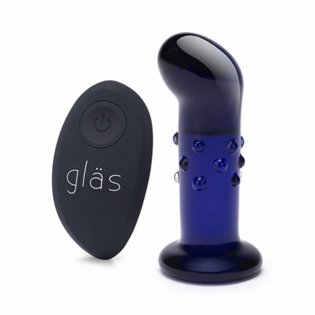 Szklany plug analny wibrujący - Glas Rechargeable Remote Controlled Vibrating Dotted G-Spot/P-Spot Plug