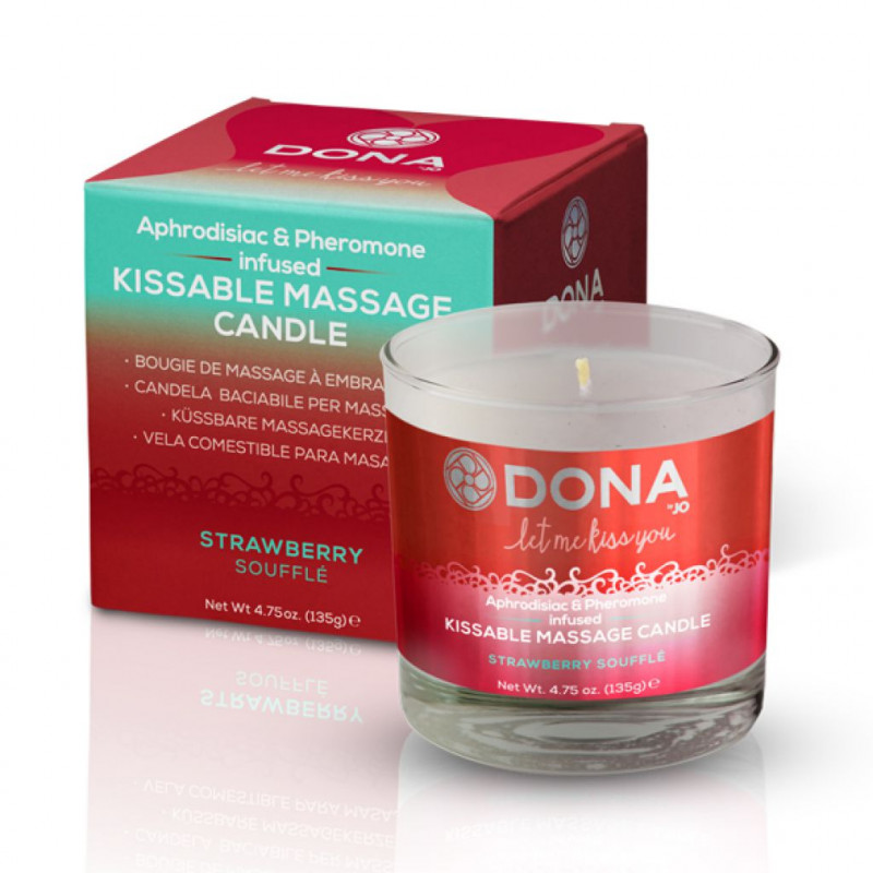 Jadalna świeca do masażu - Dona Kissable Massage Candle Strawberry Souffle