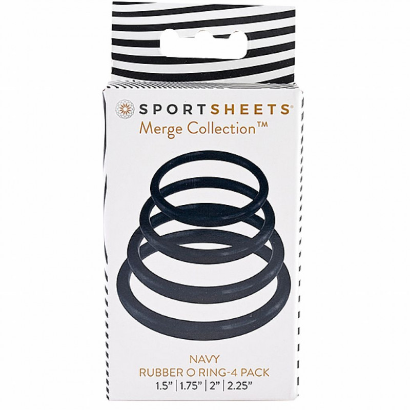 Pierścienie do strap-on - Sportsheets Navy O Ring 4 Pack