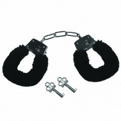 Kajdanki - Sportsheets Sex & Mischief Furry Handcuffs Black