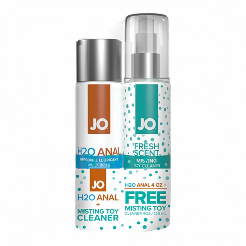 Zestaw lubrykant + spray czyszczący - System JO Anal H2O Lubricant 120 ml & FREE Toy Cleaner 120 ml